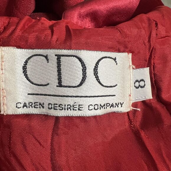 CDC Caren Desiree Vintage Dress Womens 8 Red Crisscross Back Cocktail Made USA - Picture 6 of 11